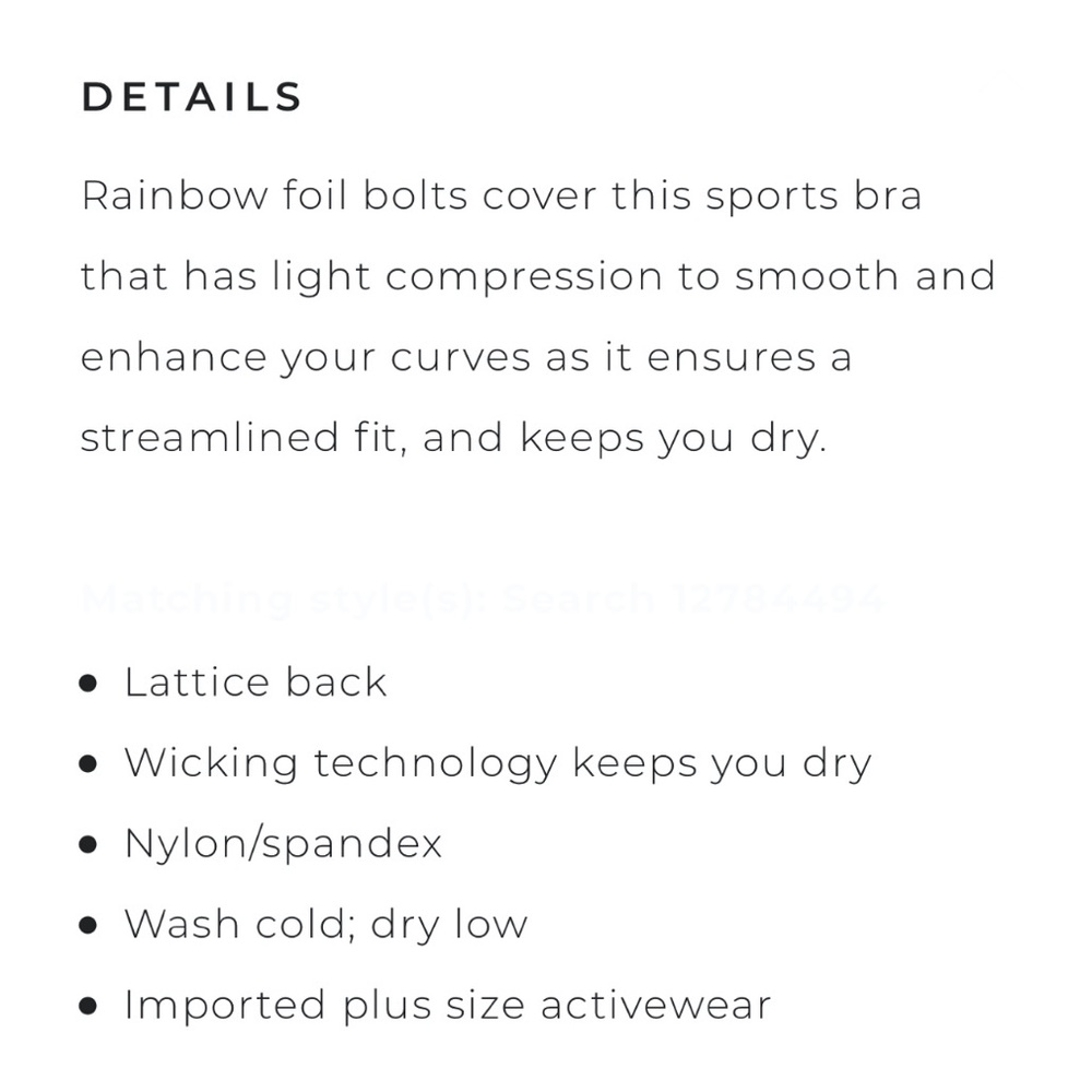 Torrid Black Rainbow Bolt Lattice Back Sports Bra - Picture 5 of 9